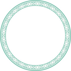 Vintage round frame botanic garden retro abstract pattern border