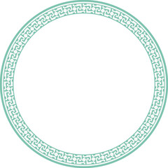 Vintage round frame botanic garden retro abstract pattern border