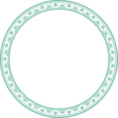 Vintage round frame botanic garden retro abstract pattern border