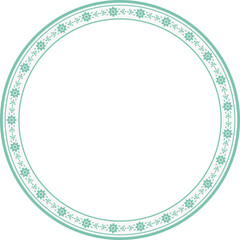 Vintage round frame botanic garden retro abstract pattern border