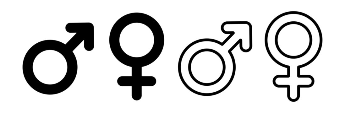 A set of icons indicating gender. Feminine and masculine symbols.
