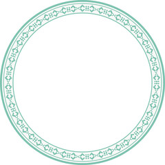 Vintage round frame botanic garden retro abstract pattern border