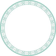 Vintage round frame botanic garden retro abstract pattern border