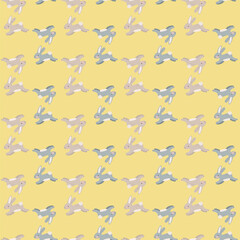 Seamless pattern with rabbits. Hare, Easter, spring, flowers. Childish cute print. Vector graphics.