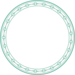 Vintage round frame botanic garden retro abstract pattern border