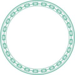 Vintage round frame botanic garden retro abstract pattern border