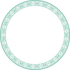 Vintage round frame botanic garden retro abstract pattern border