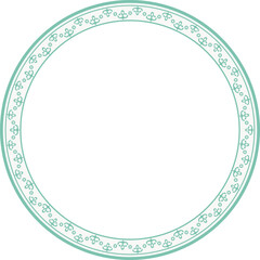 Vintage round frame botanic garden retro abstract pattern border