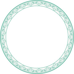 Vintage round frame botanic garden retro abstract pattern border