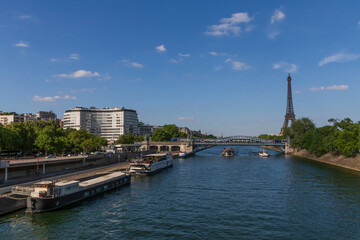 Naklejka premium sight of Seine river and Eiffel Tower in Paris