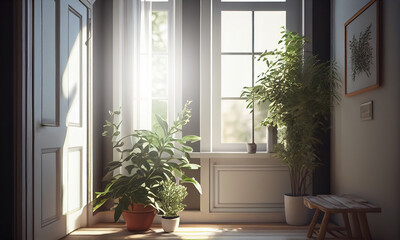 Plants indoor decoration with spring sun light - 572968621