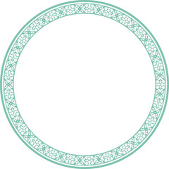 Vintage round frame botanic garden retro abstract pattern border
