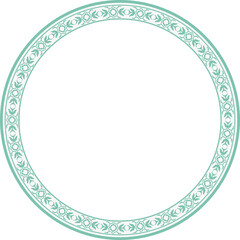 Vintage round frame botanic garden retro abstract pattern border