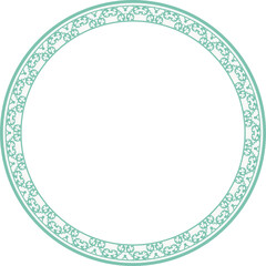 Vintage round frame botanic garden retro abstract pattern border