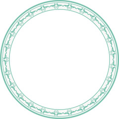 Vintage round frame botanic garden retro abstract pattern border