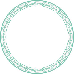 Vintage round frame botanic garden retro abstract pattern border