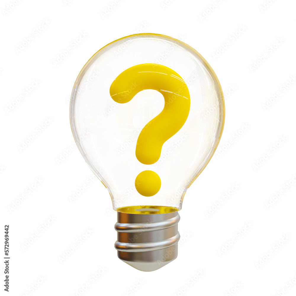 Poster 3d minimal Lightbulb with a question mark. problem-solving concept. Figure out the question. Finding an answer. Searching for an answer. 3d illustration.