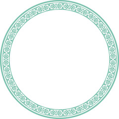 Vintage round frame botanic garden retro abstract pattern border