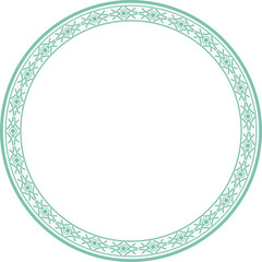 Vintage round frame botanic garden retro abstract pattern border