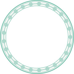 Vintage round frame botanic garden retro abstract pattern border