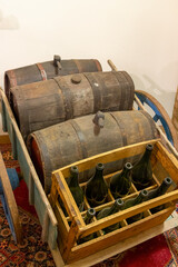 Traditional winemaking equipment in Castello di Razzano, Piedmont, Italy