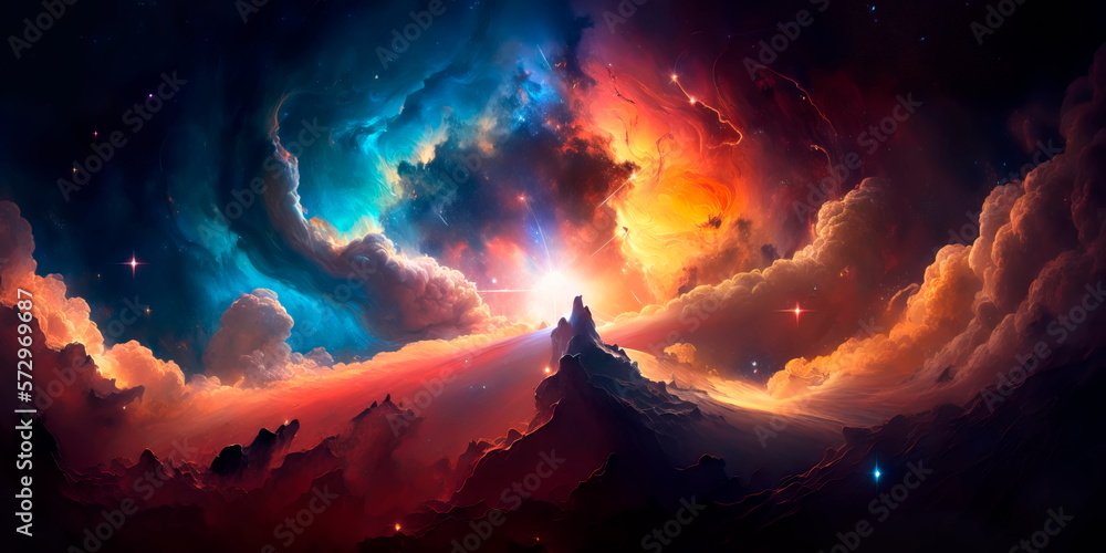 Wall mural mystical beautiful space.secrets of deep space. generative ai