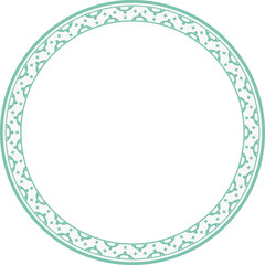 Vintage round frame botanic garden retro abstract pattern border