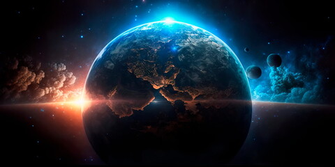 Fototapeta na wymiar Earth planet in outer space. Generative AI