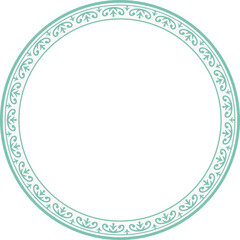 Vintage round frame botanic garden retro abstract pattern border