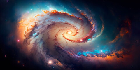 Spiral galaxy in deep space. Stars of a planet and galaxy. Generative AI