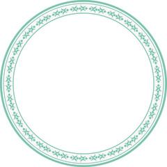 Vintage round frame botanic garden retro abstract pattern border