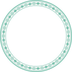 Vintage round frame botanic garden retro abstract pattern border