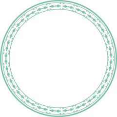 Vintage round frame botanic garden retro abstract pattern border