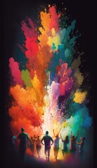 Obraz na płótnie Canvas Holi Colours Powder Splash Celebration. Generative AI.