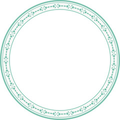 Vintage round frame botanic garden retro abstract pattern border