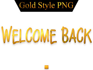 Welcome Back Text in Gold Gradient Alphabetical Transparent PNG