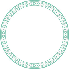 Vintage round frame botanic garden retro abstract pattern border