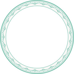 Vintage round frame botanic garden retro abstract pattern border