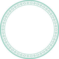 Vintage round frame botanic garden retro abstract pattern border
