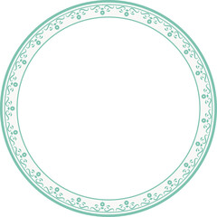 Vintage round frame botanic garden retro abstract pattern border