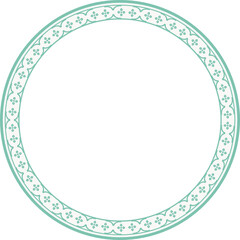 Vintage round frame botanic garden retro abstract pattern border
