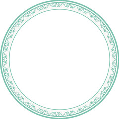 Vintage round frame botanic garden retro abstract pattern border