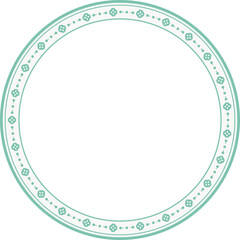 Vintage round frame botanic garden retro abstract pattern border