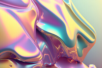 Obraz na płótnie Canvas Abstract fluid holographic background. Gradient design. For banners, backgrounds, advertisement, wallpapers, posters, cover. 3D. Generative AI.