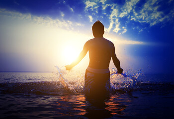 Man Silhouette in the Water