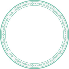 Vintage round frame botanic garden retro abstract pattern border