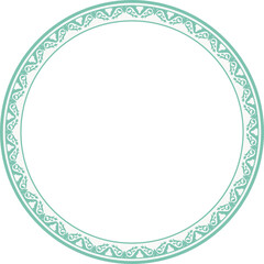 Vintage round frame botanic garden retro abstract pattern border