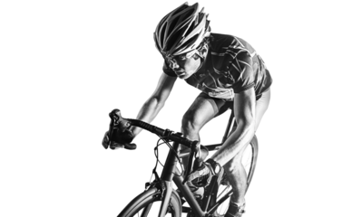 Athlete cyclists in silhouettes on transparent background. Road cyclist.