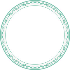 Vintage round frame botanic garden retro abstract pattern border