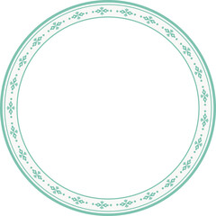 Vintage round frame botanic garden retro abstract pattern border